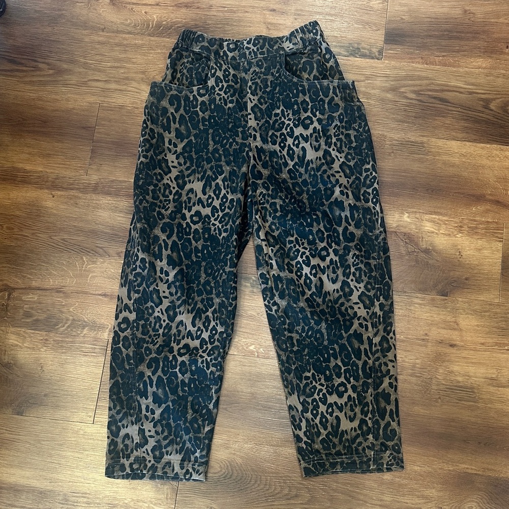 Leopard Print Barrel Jeans
